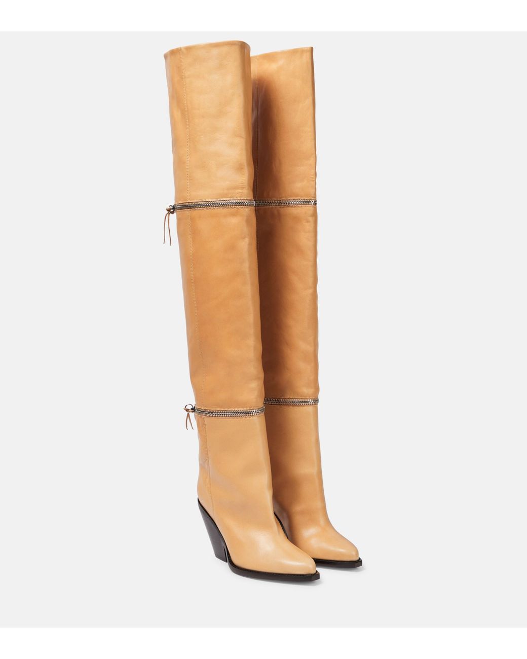 Isabel Marant Lelodie Leather Over The Knee Boots in Brown | Lyst Australia