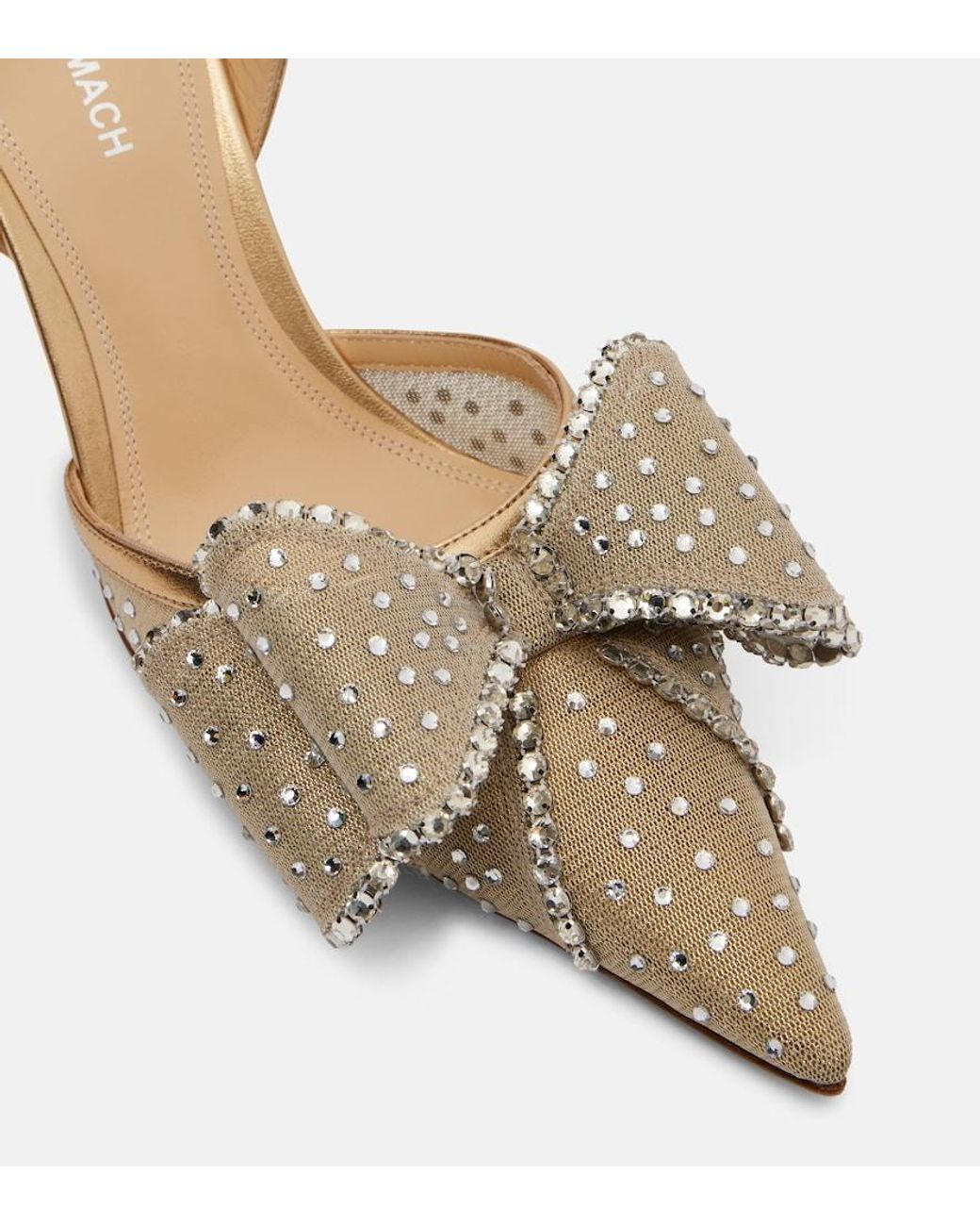 Mach & Mach Metallic Le Cadeau 85 Mesh Slingback Pumps