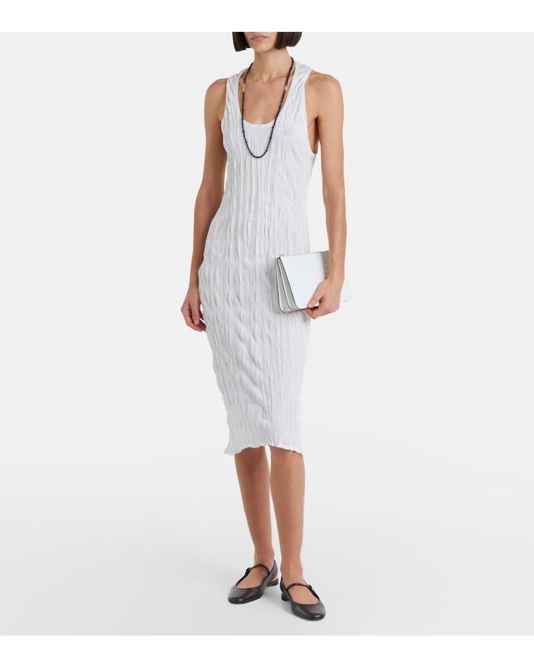 Totême  White Pleated Midi Dress