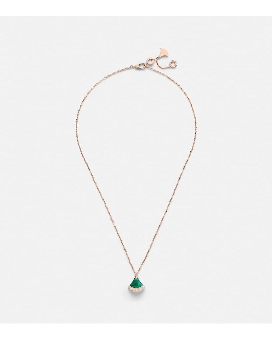 BVLGARI White Divas' Dream 18Kt Rose Necklace With Diamonds And Malachite