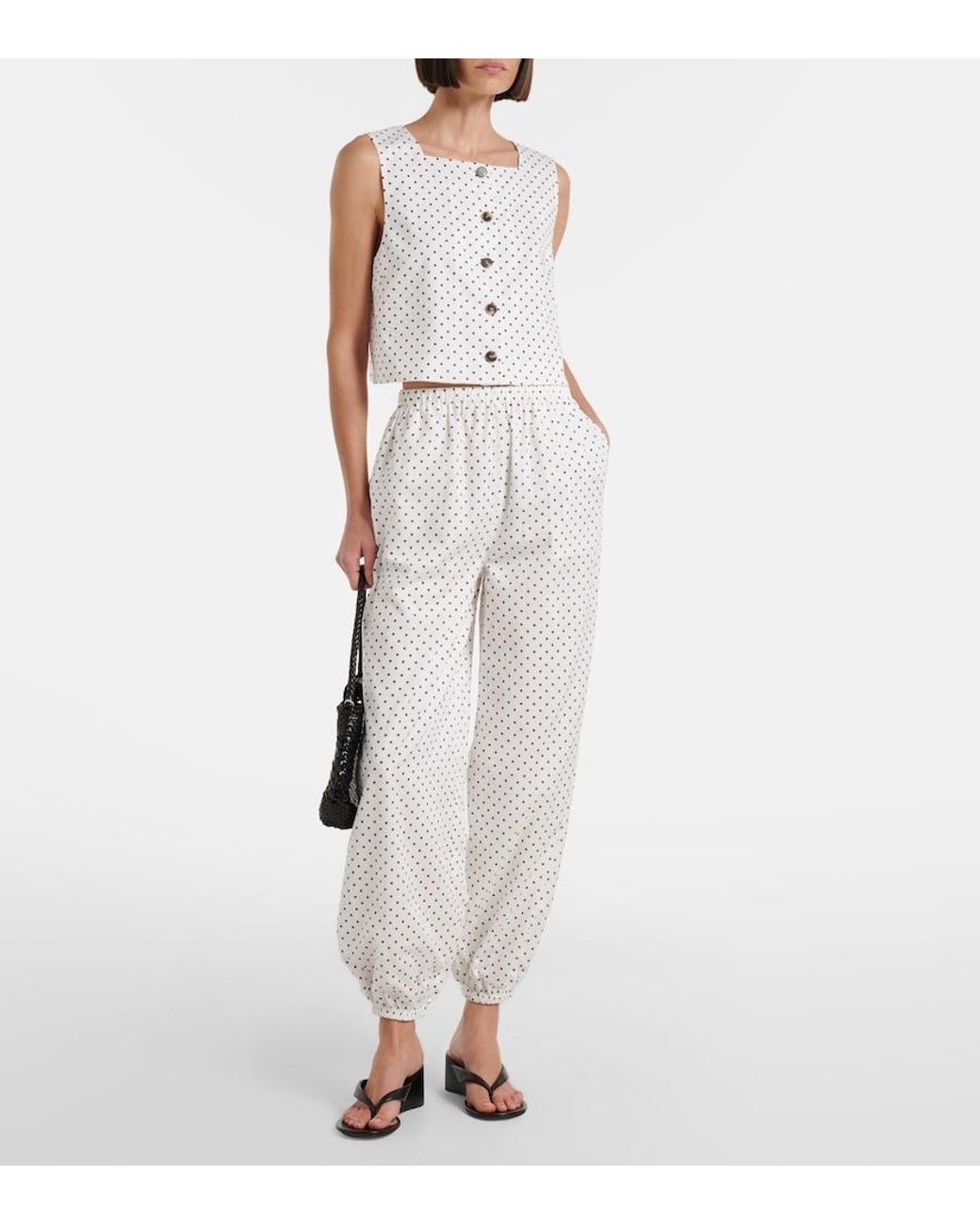 Posse White Rio Polka-Dot Crop Top