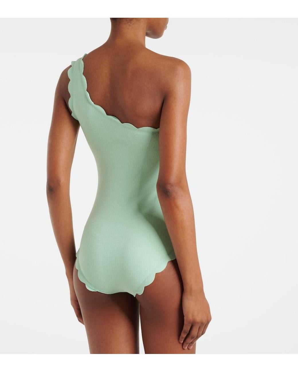 Marysia Swim Green Santa Barbara One-Shoulder Swimsuit