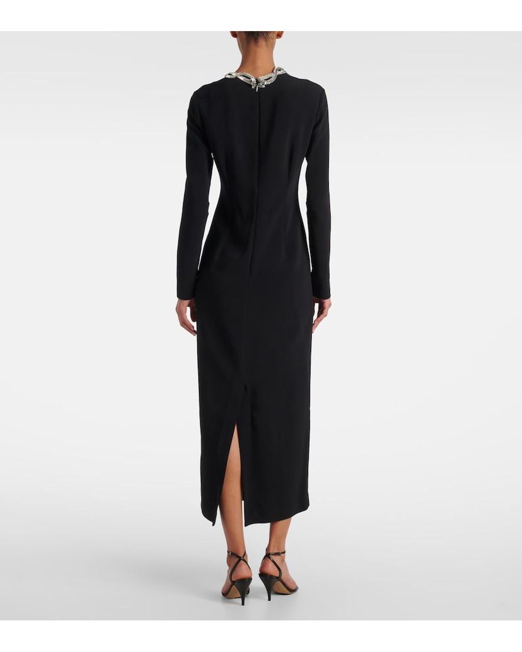 The Row Black Mitsuko Embellished Cady Midi Dress