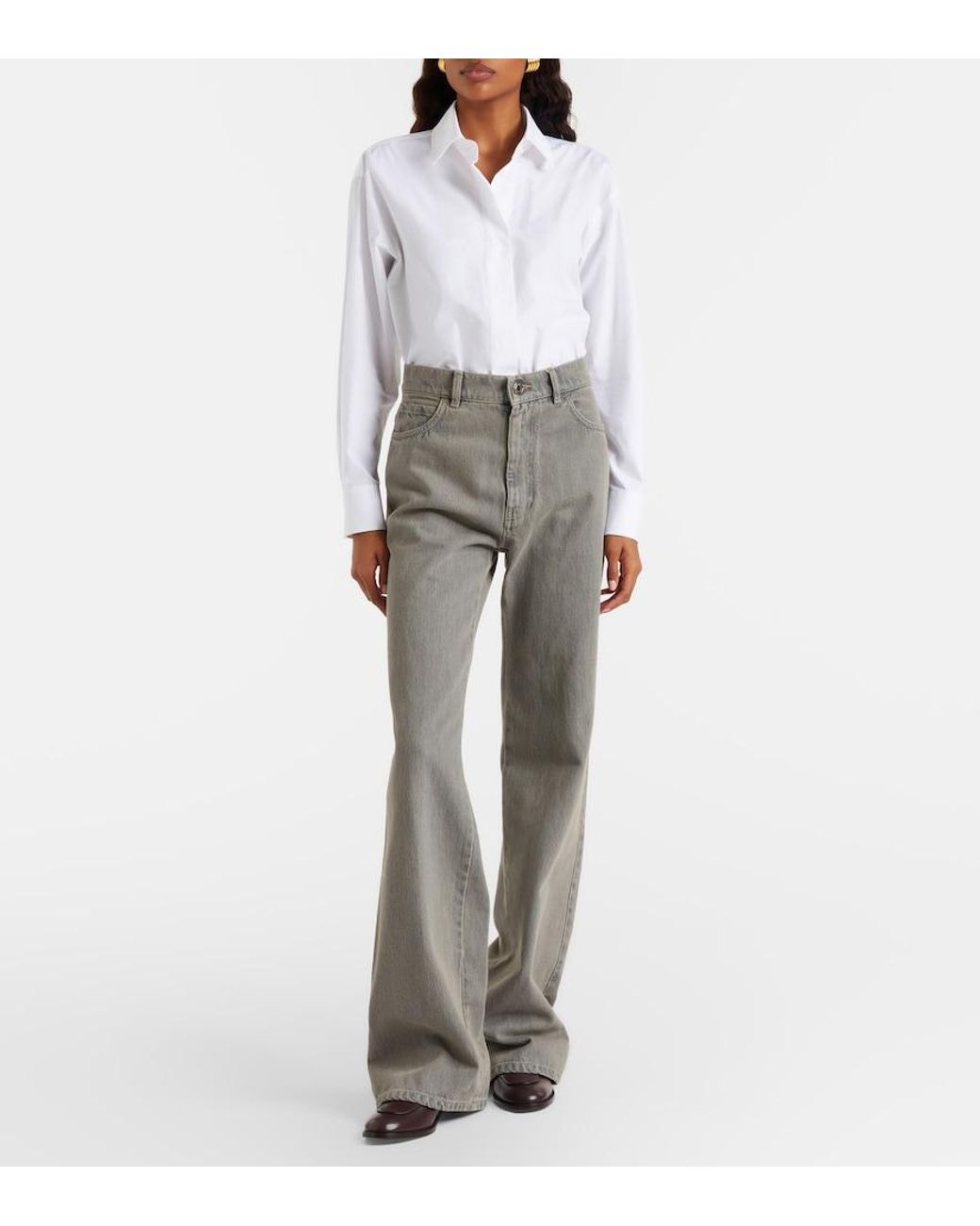 Max Mara Gray Colibri High-Rise Flared Jeans
