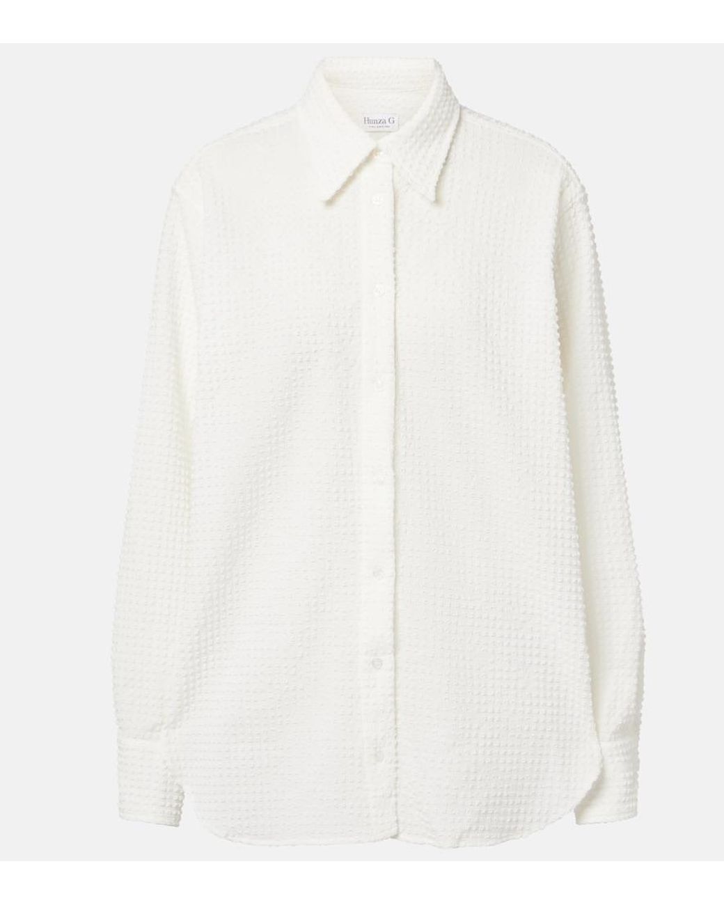 Hunza G White Resort Oversized Seersucker Shirt