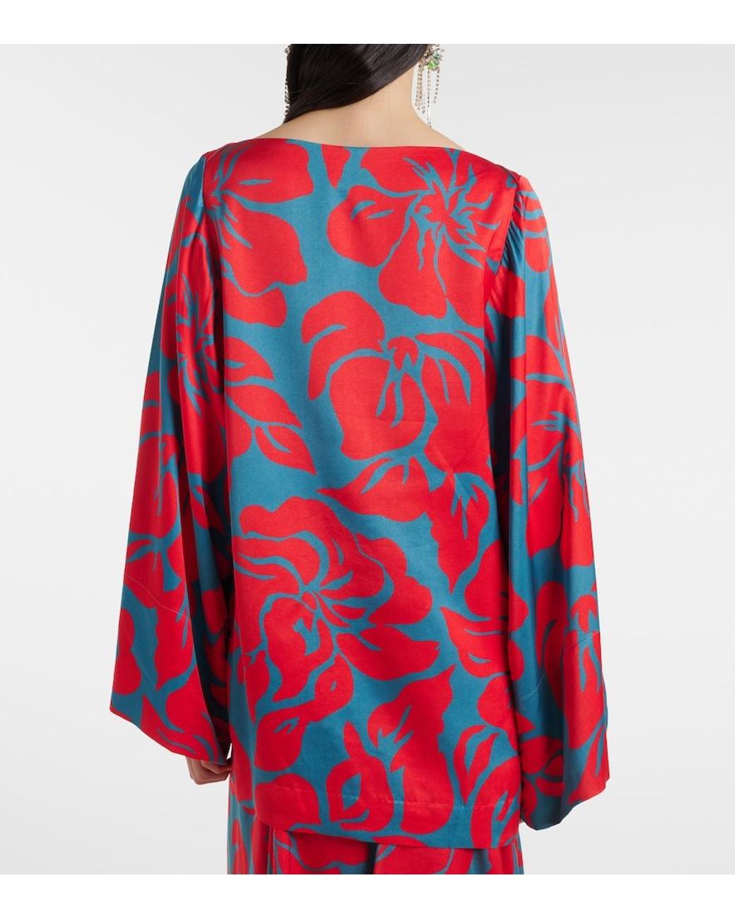 Dries Van Noten Red Charli Printed Satin Top