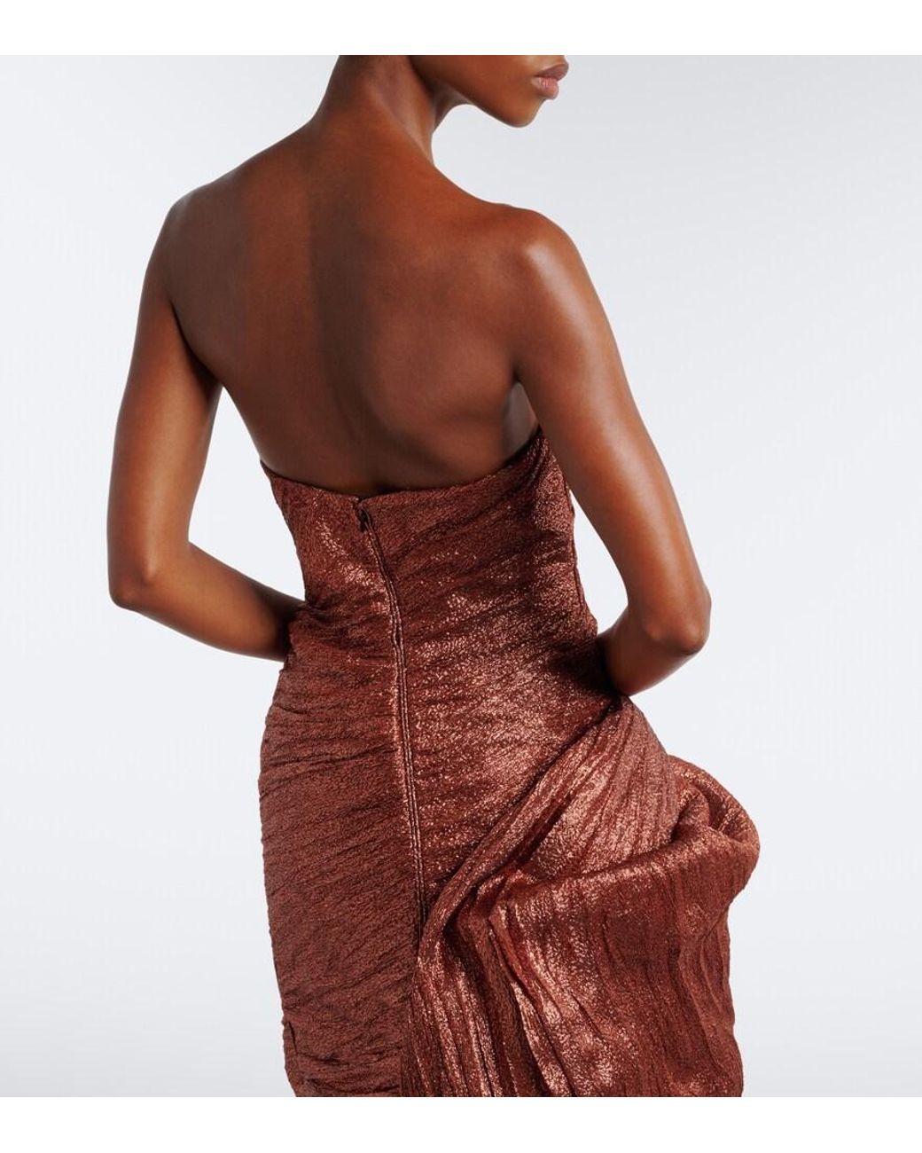 Marmar Halim Brown Pleated Gown