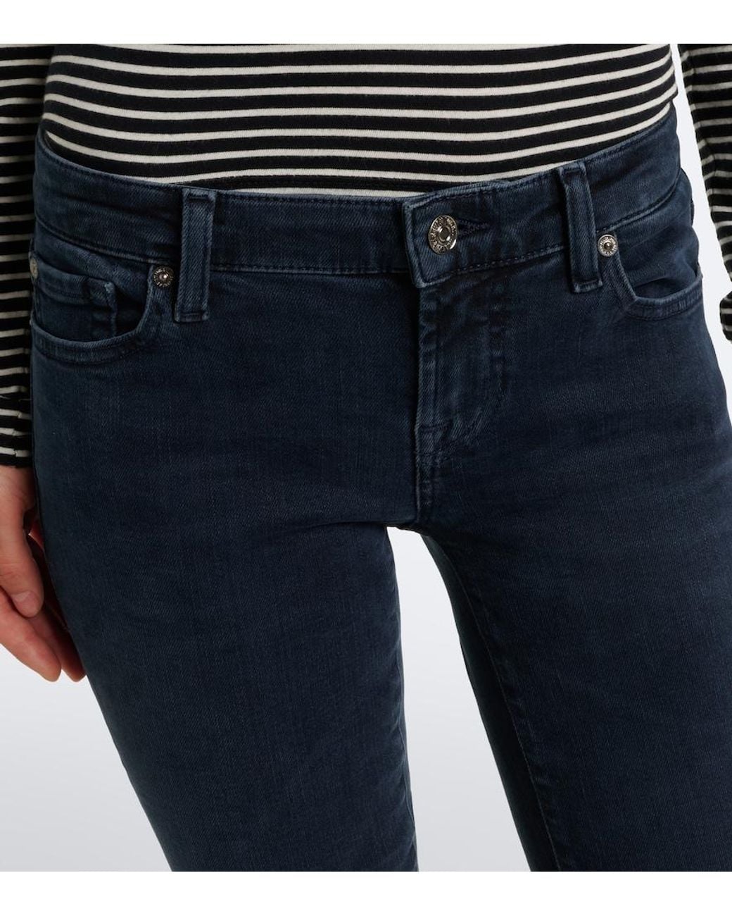 7 For All Mankind Blue Inkstone Low-Rise Skinny Jeans