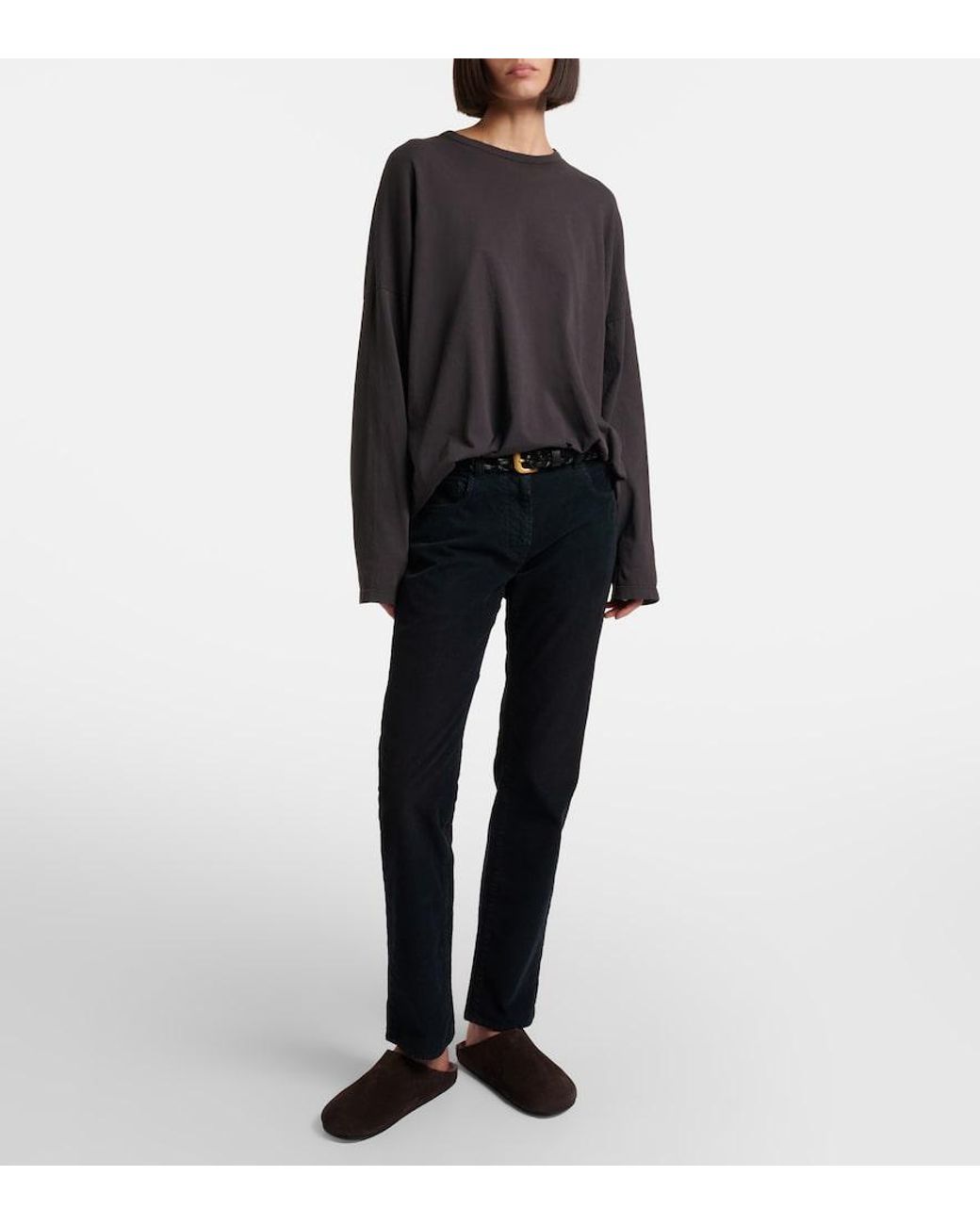 The Row Blue Booker Cotton Corduroy Pants