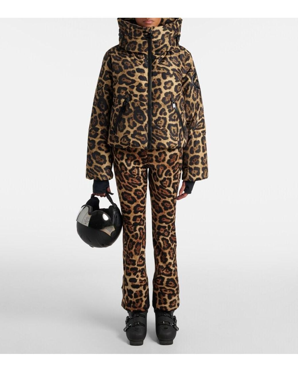 Goldbergh Black Pantera Leopard-Print Down Ski Jacket