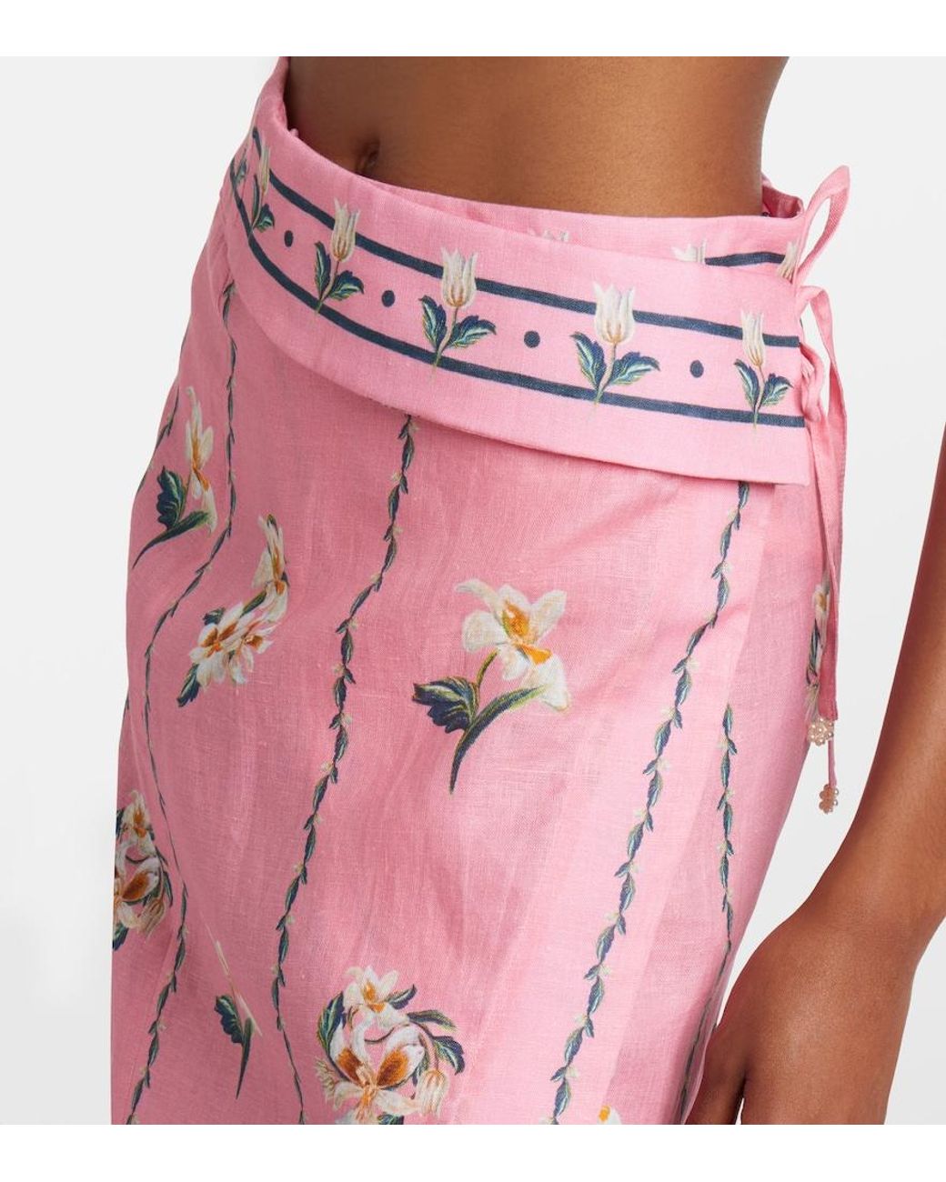 Agua Bendita Pink Tierra Floral Linen Beach Cover-Up