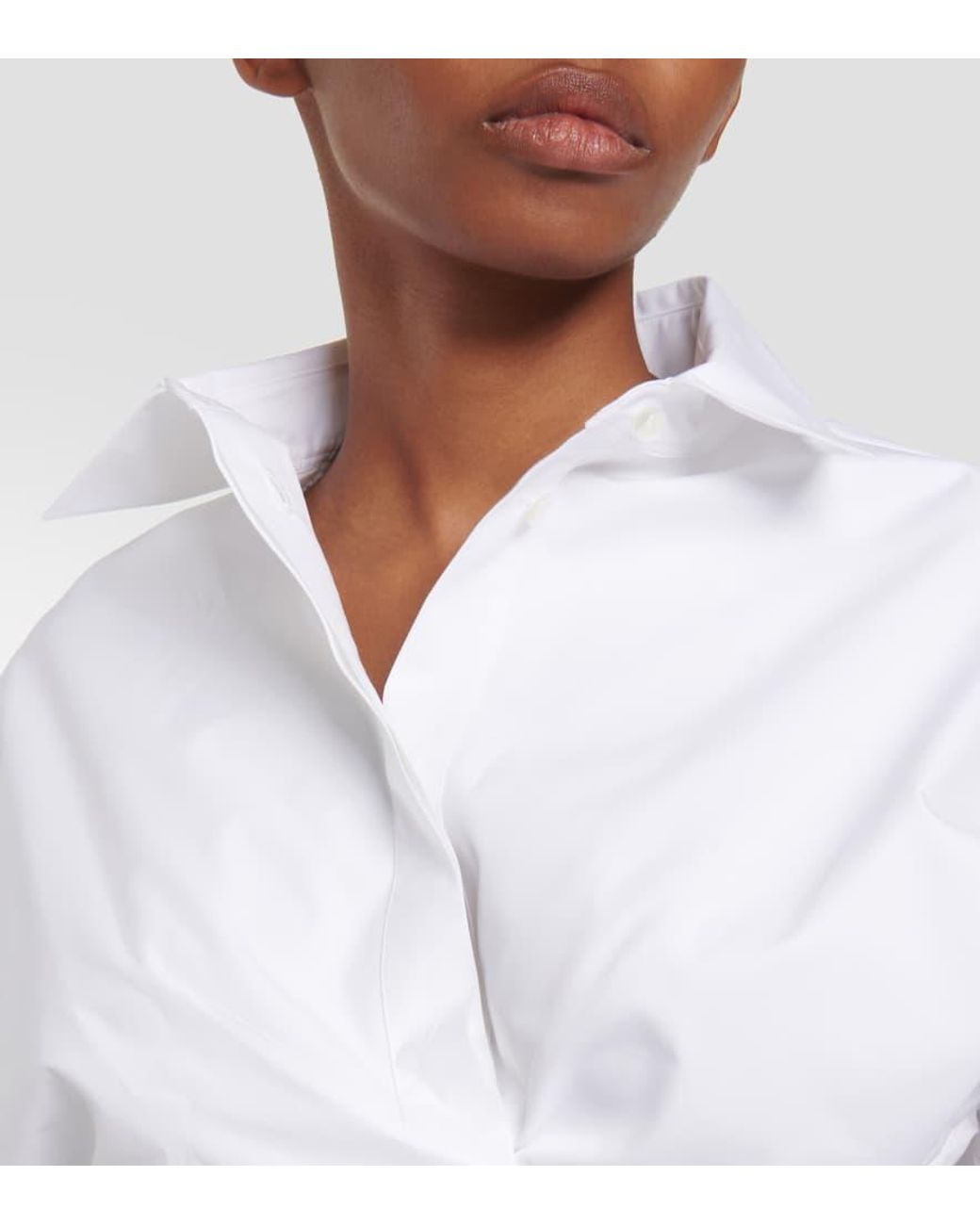 Alaïa White Crossover Poplin Long-Sleeved Shirt
