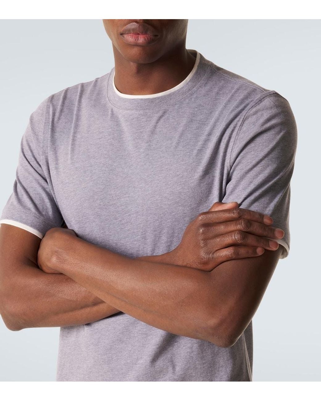 Brunello Cucinelli Purple Cotton Jersey T-Shirt for men