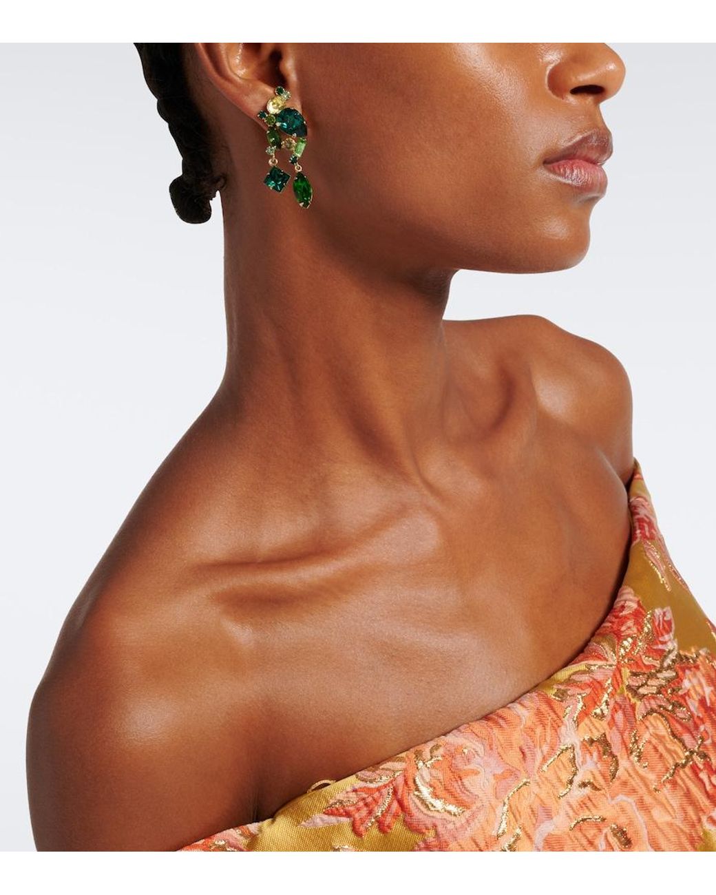 Jennifer Behr Green Ambra Crystal-Embellished Drop Earrings
