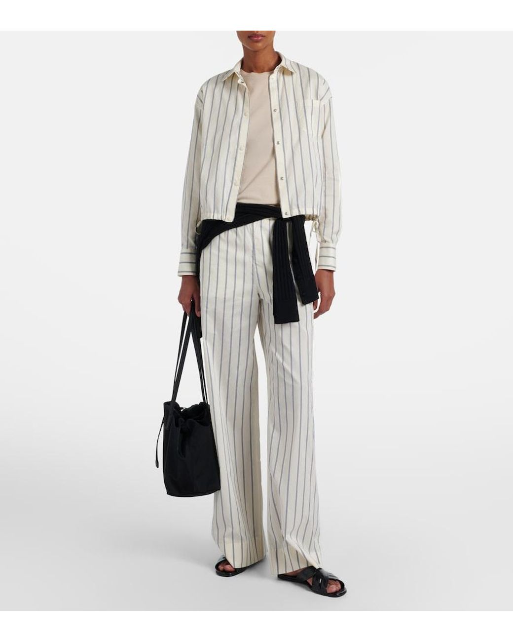 Moncler White Striped Cotton And Silk Shirt