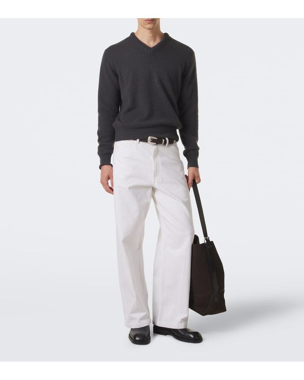 Lemaire Gray Leather Slip-On Shoes for men