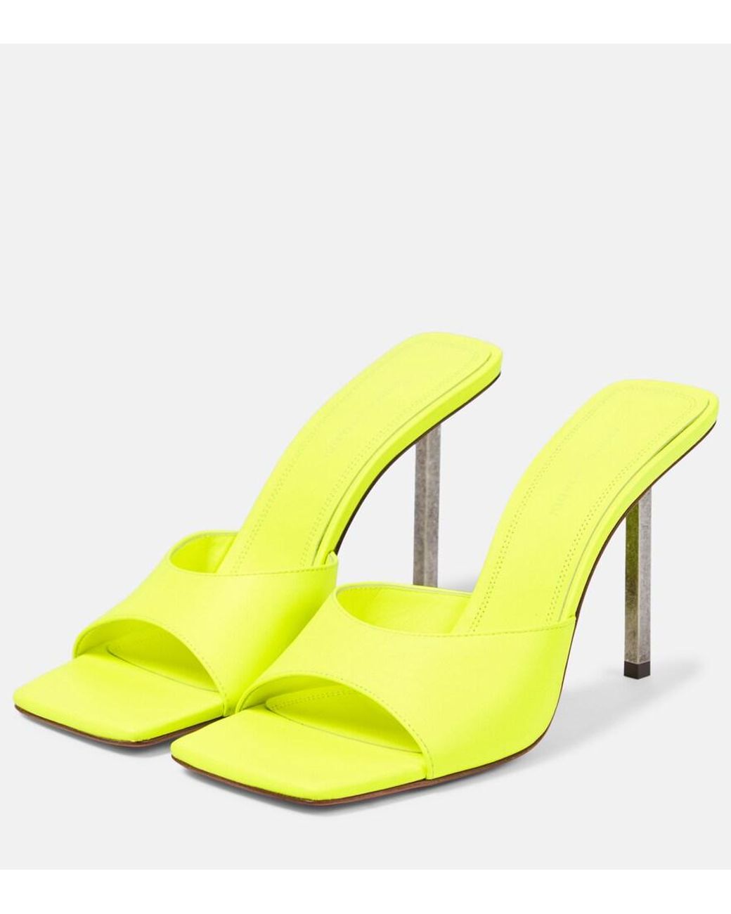 AMINA MUADDI Yellow Laura Leather Mules
