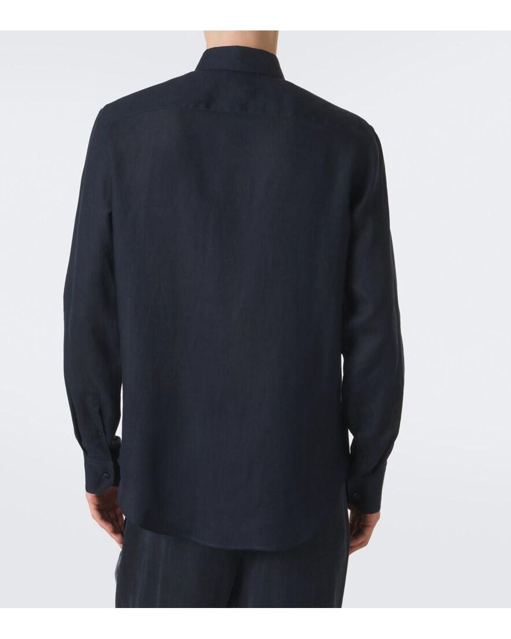 Giorgio Armani Blue Linen Shirt for men