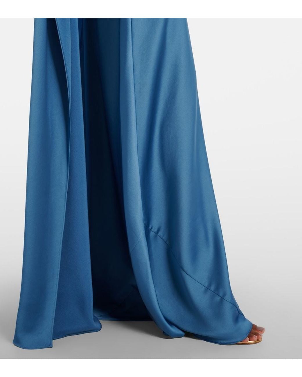 Jonathan Simkhai Blue Izel Caped Satin Gown