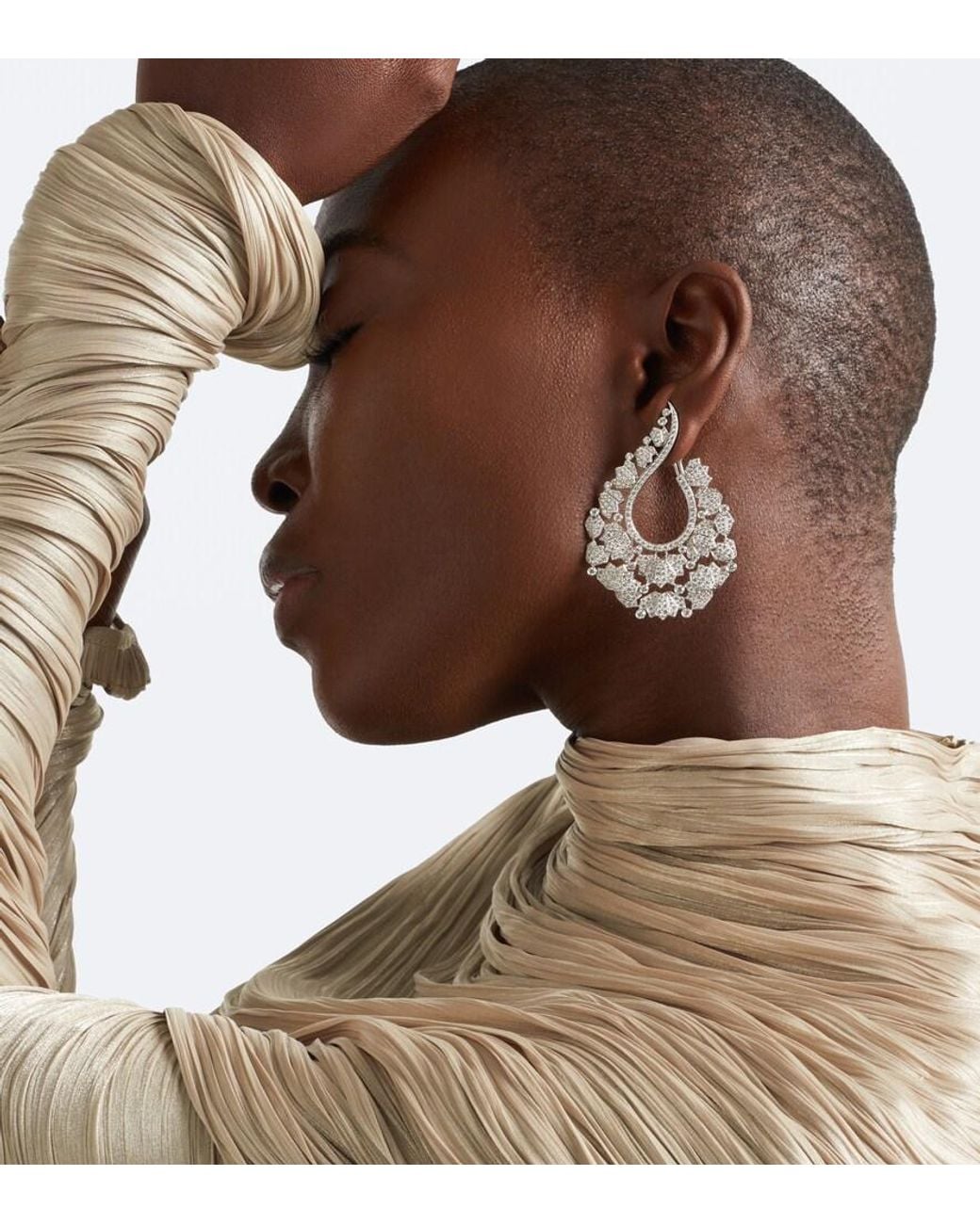 ANANYA Metallic Scatter Lotus 18Kt Earrings With Diamonds