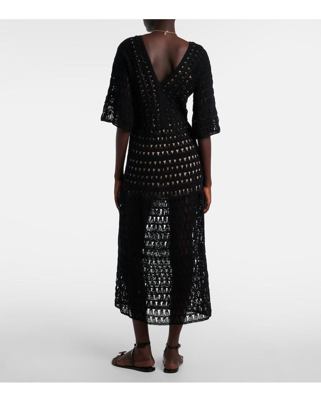 Anna Kosturova Black Marissa Cotton Crochet Maxi Dress