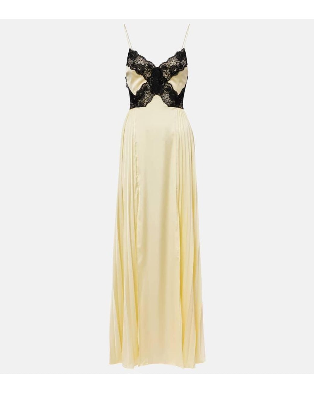 self-portrait Women's Striped Satin Long Dress Yellow