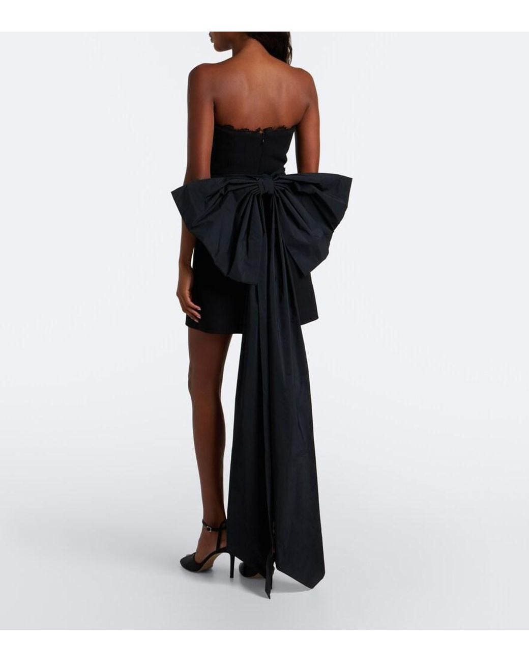 Rebecca Vallance Black Aurelia Bow-Detail Bustier Dress