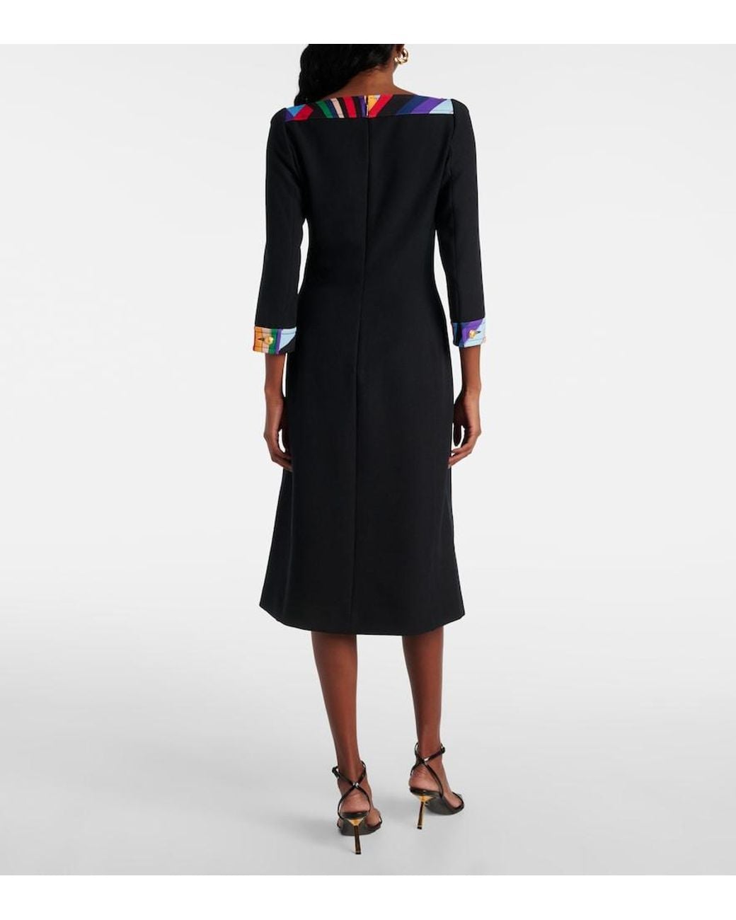 Emilio Pucci Black Cady Polyester Midi Dress