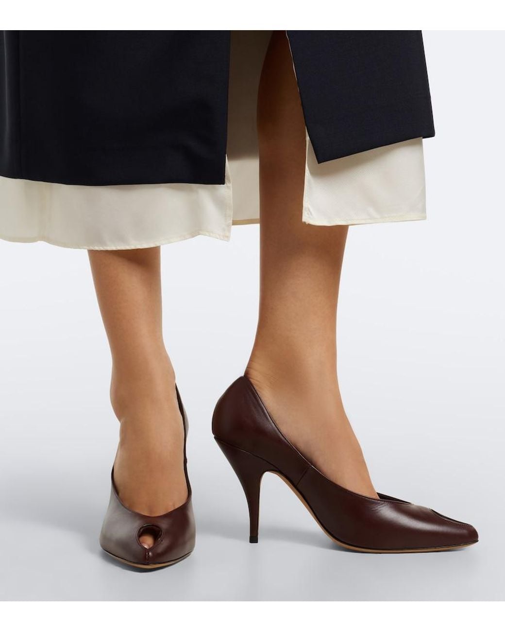 Jude Brown Icon Leather Peep-Toe Pumps