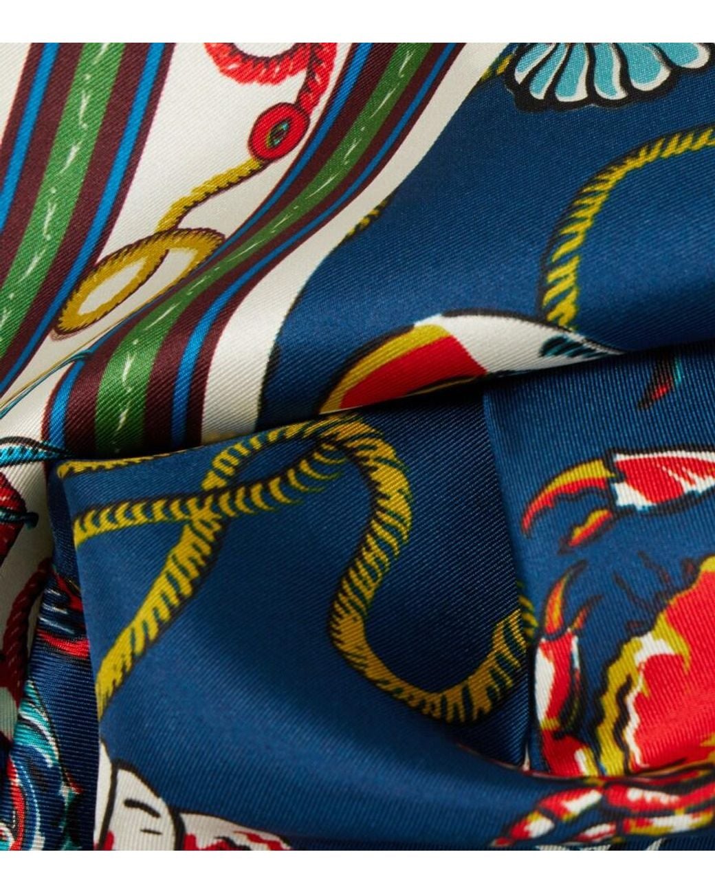 ALÉMAIS Blue Printed Silk Twill Scarf
