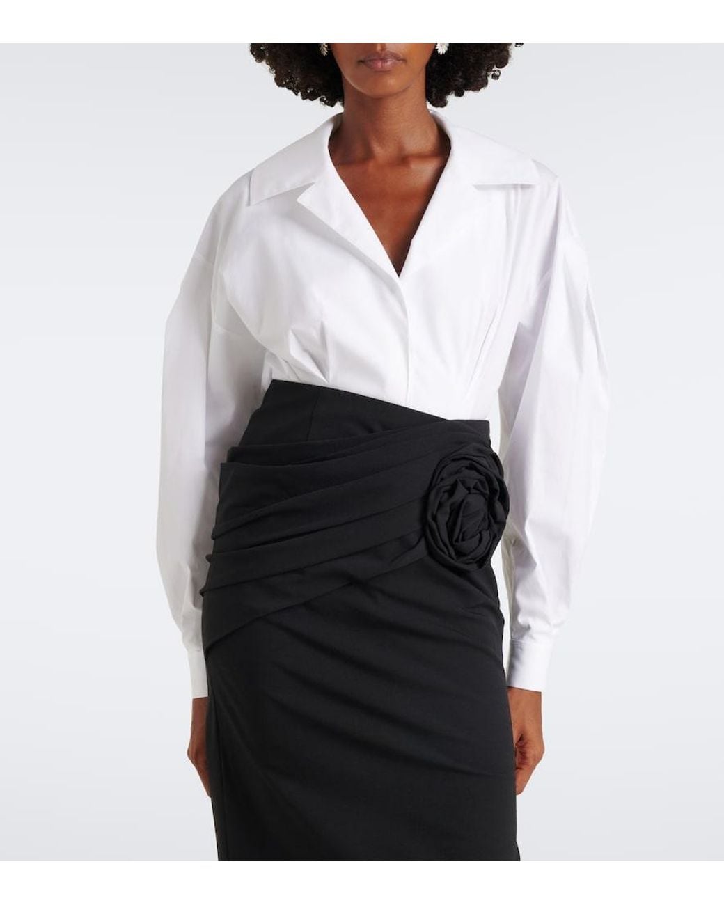 Carolina Herrera White Cotton-Blend Poplin Shirt