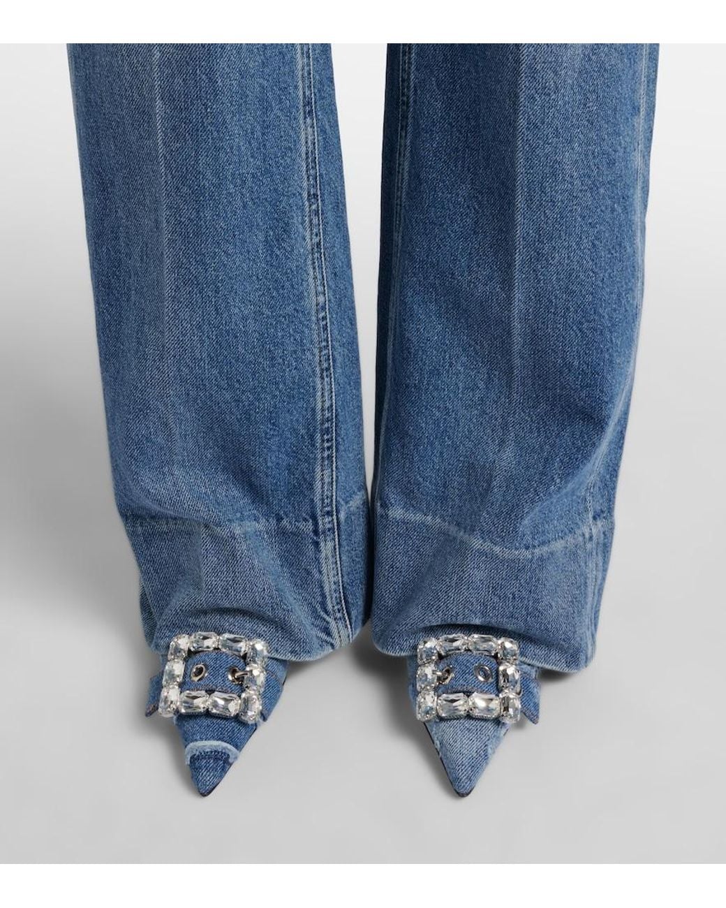 Dolce & Gabbana Blue Embellished Denim Pumps