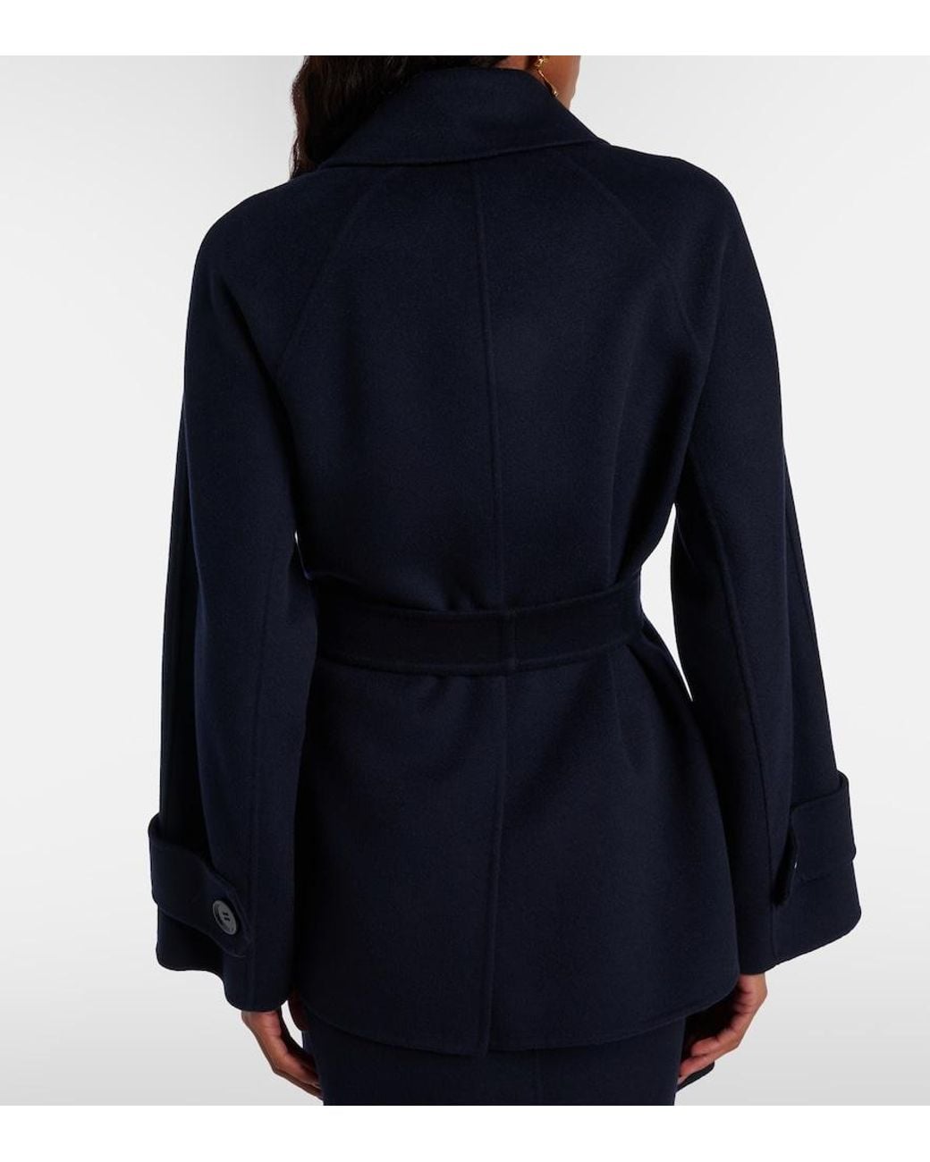 Max Mara Blue Louise Belted Double-Breasted Virgin Wool Jacket