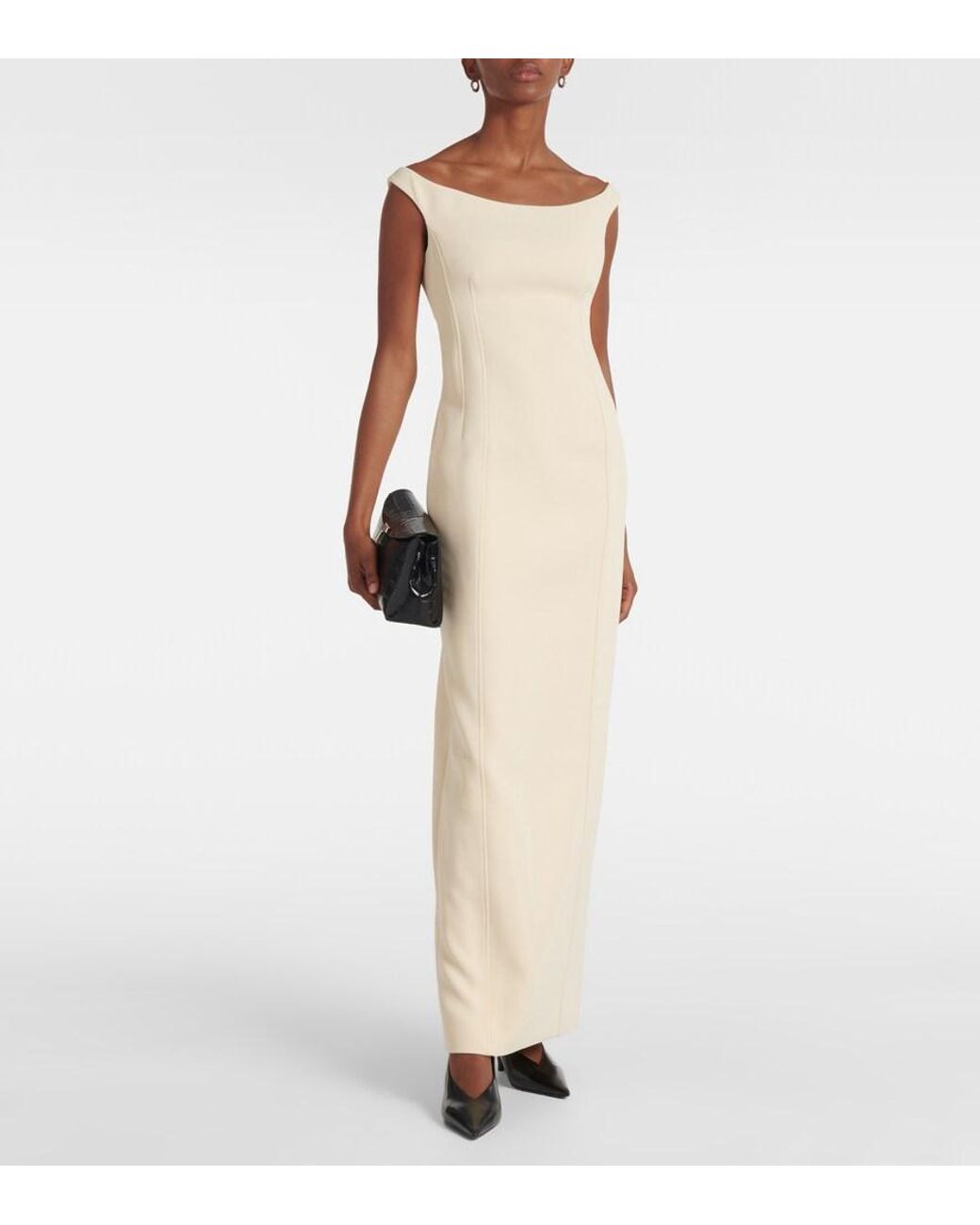 Totême White Off-shoulder Maxi Polyester Dress