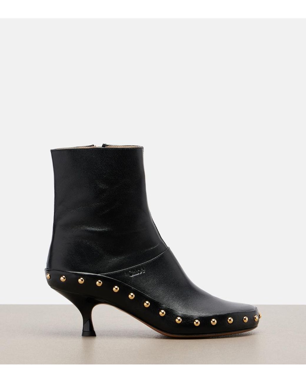 Chloé Black Junie Studded Leather Ankle Boots