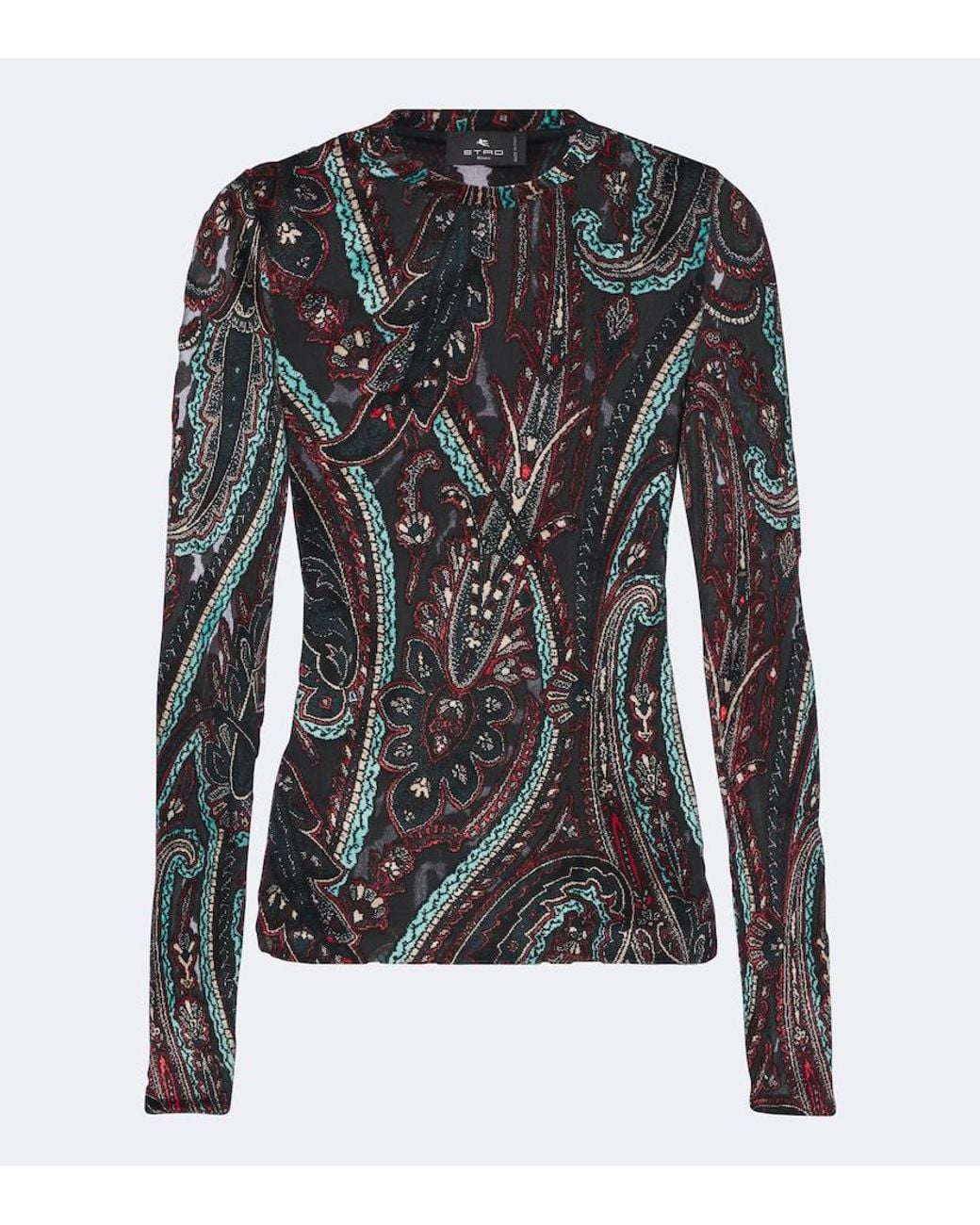 Etro Black Patch-Applique Paisley Top