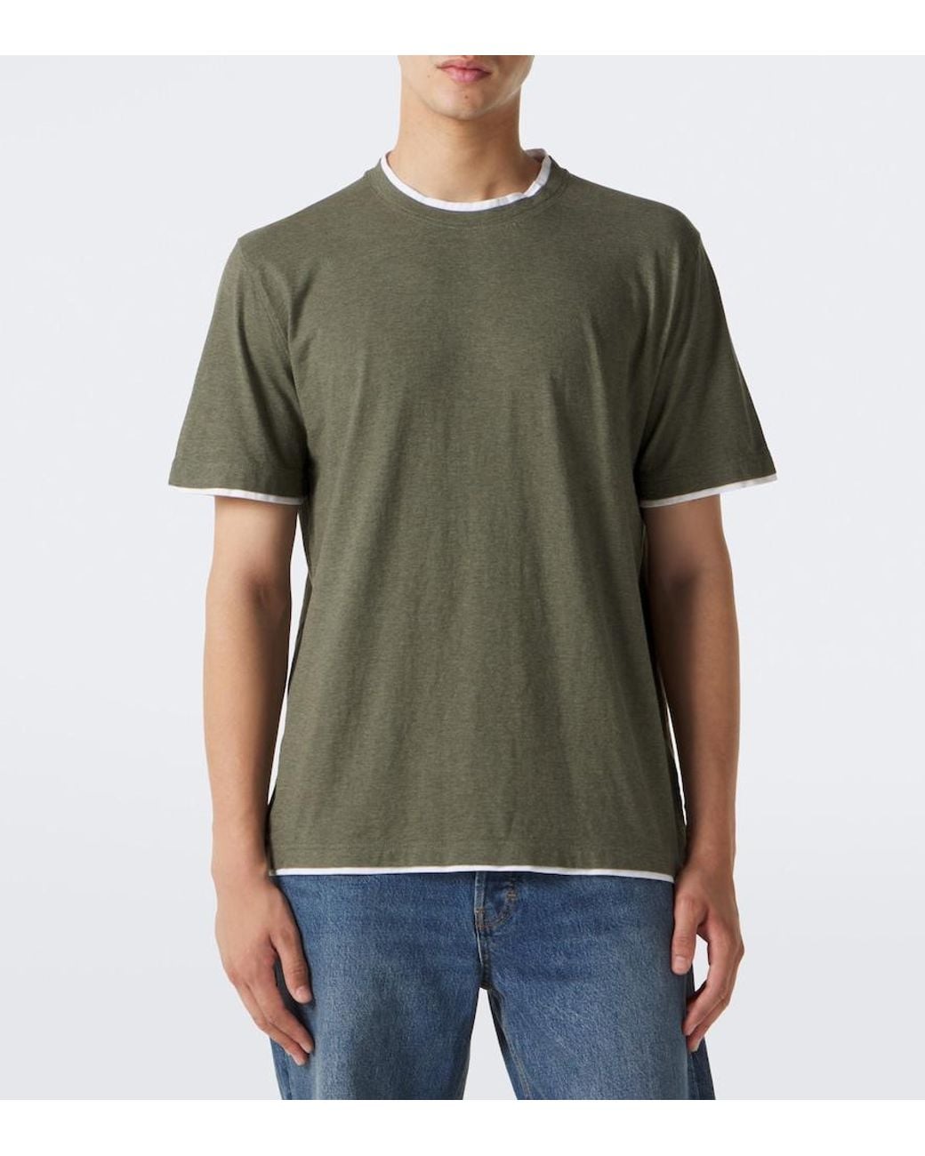 Fedeli Green Cotton Jersey T-Shirt for men