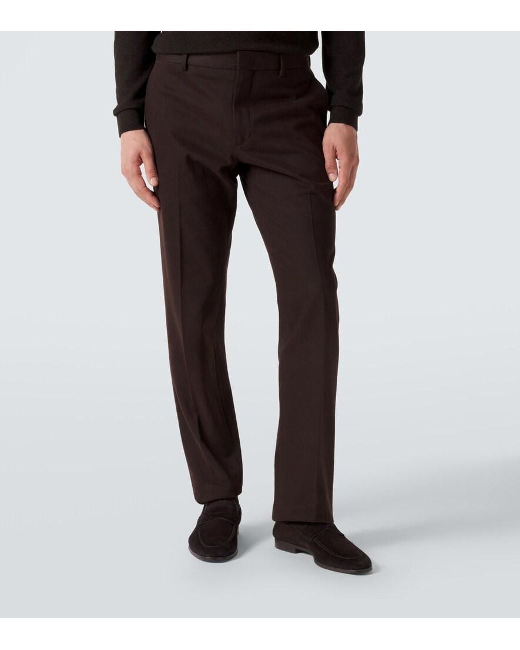Zegna Gray Cotton And Cashmere Slim Pants for men
