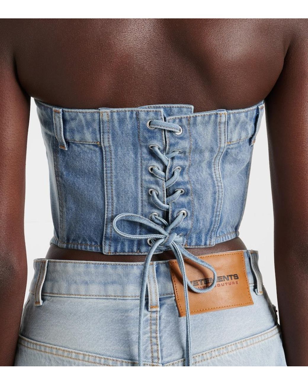 Vetements Blue Cotton Denim Corset
