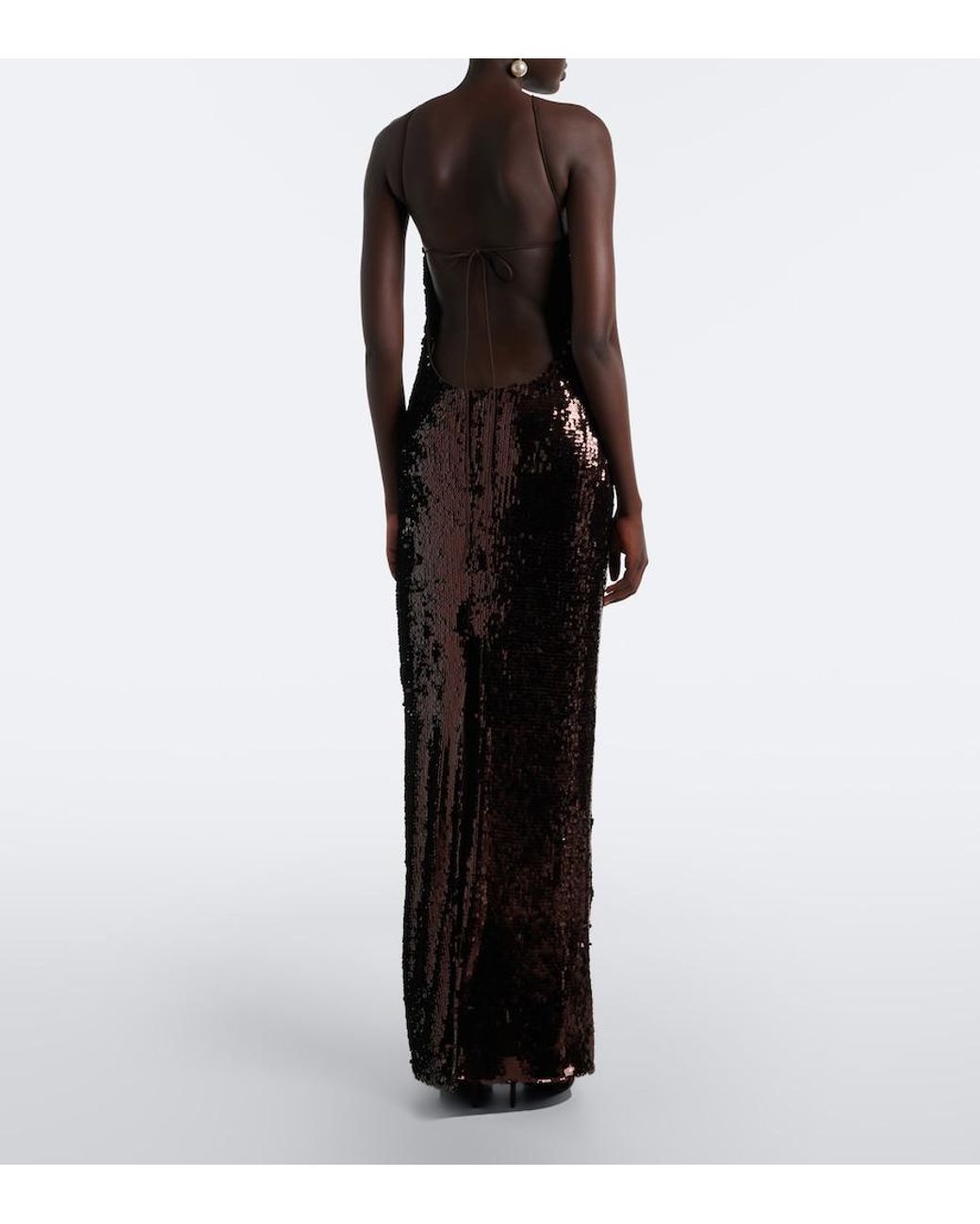 Magda Butrym Purple Floral-Applique Sequined Gown
