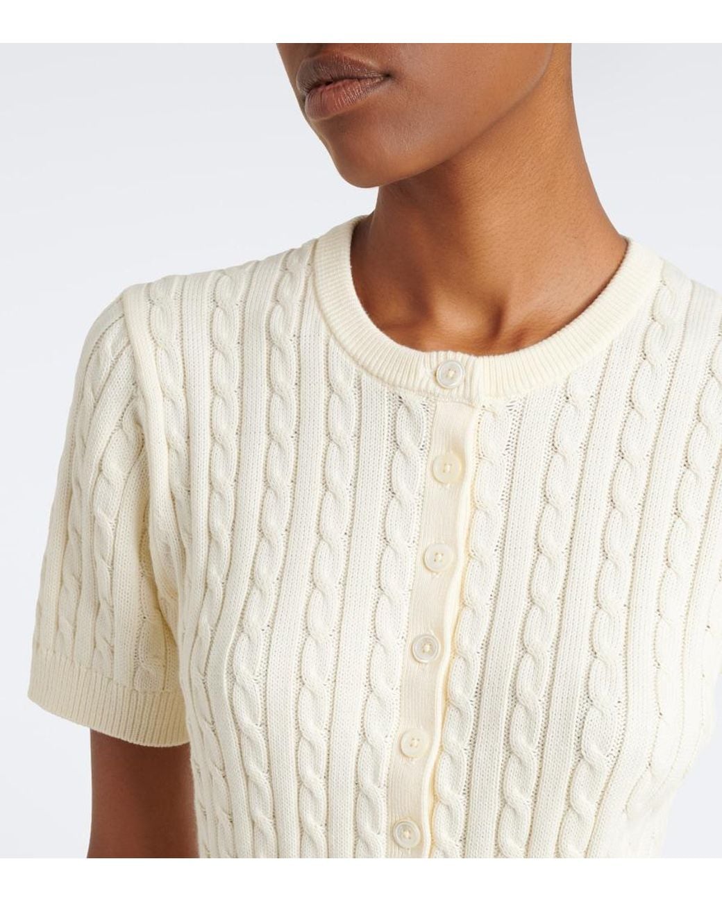 Polo Ralph Lauren White Cable-Knit Cotton Sweater
