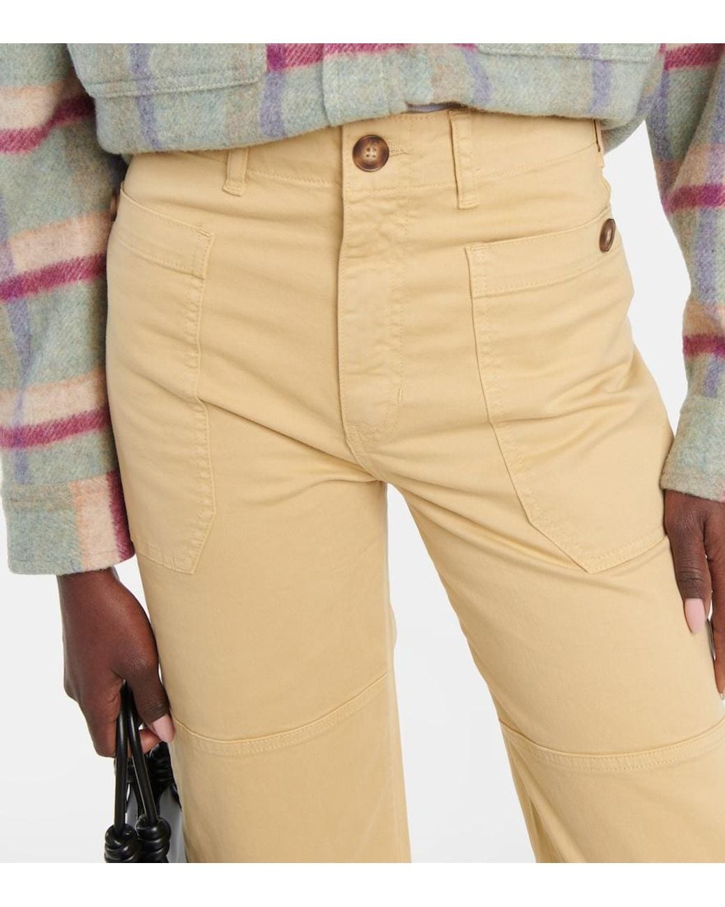 FRAME Natural High-Rise Cropped Cargo Pants