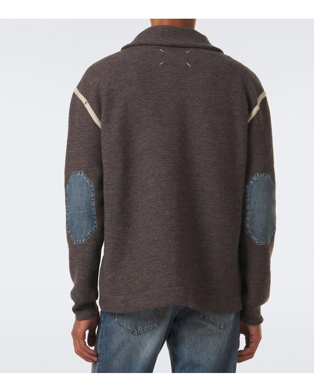 Maison Margiela Brown Wool Zip-Up Sweater for men