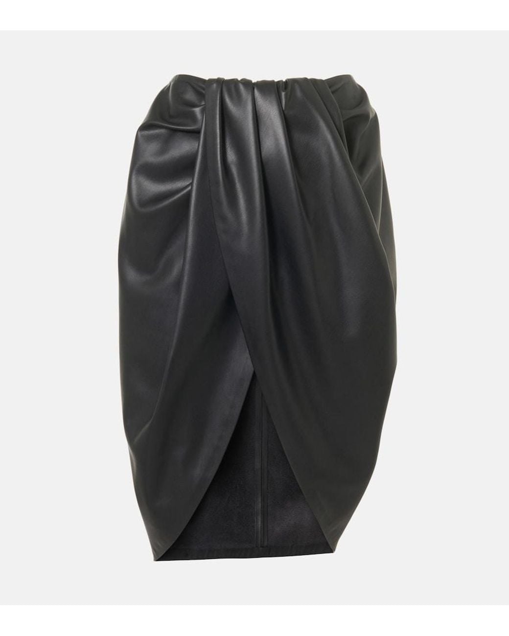 Stella McCartney Gray Draped Faux Leather Midi Skirt