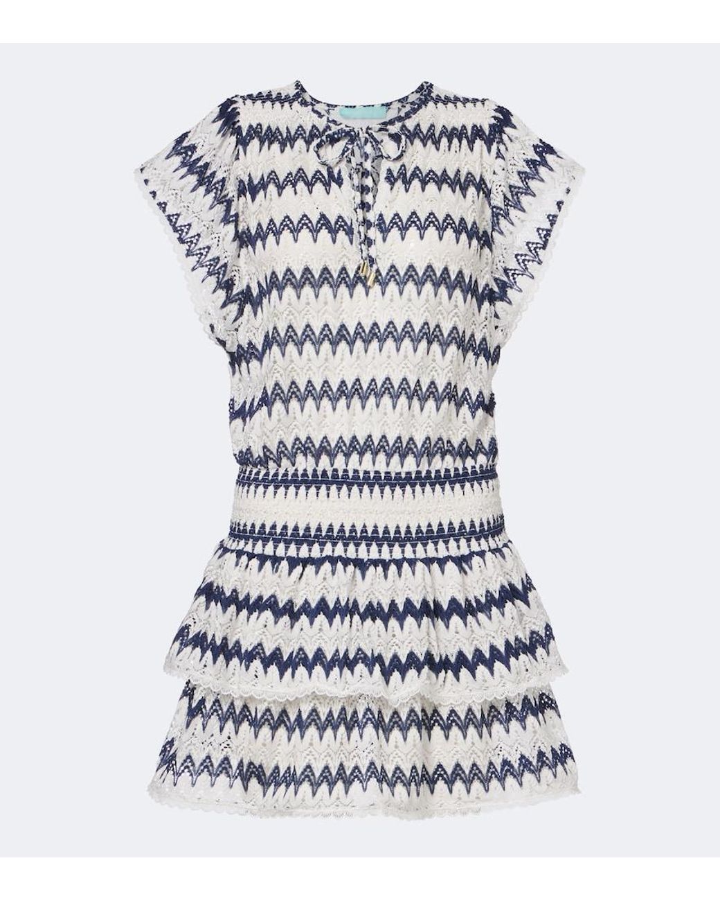 Melissa Odabash Blue Remi Chevron Knitted Minidress