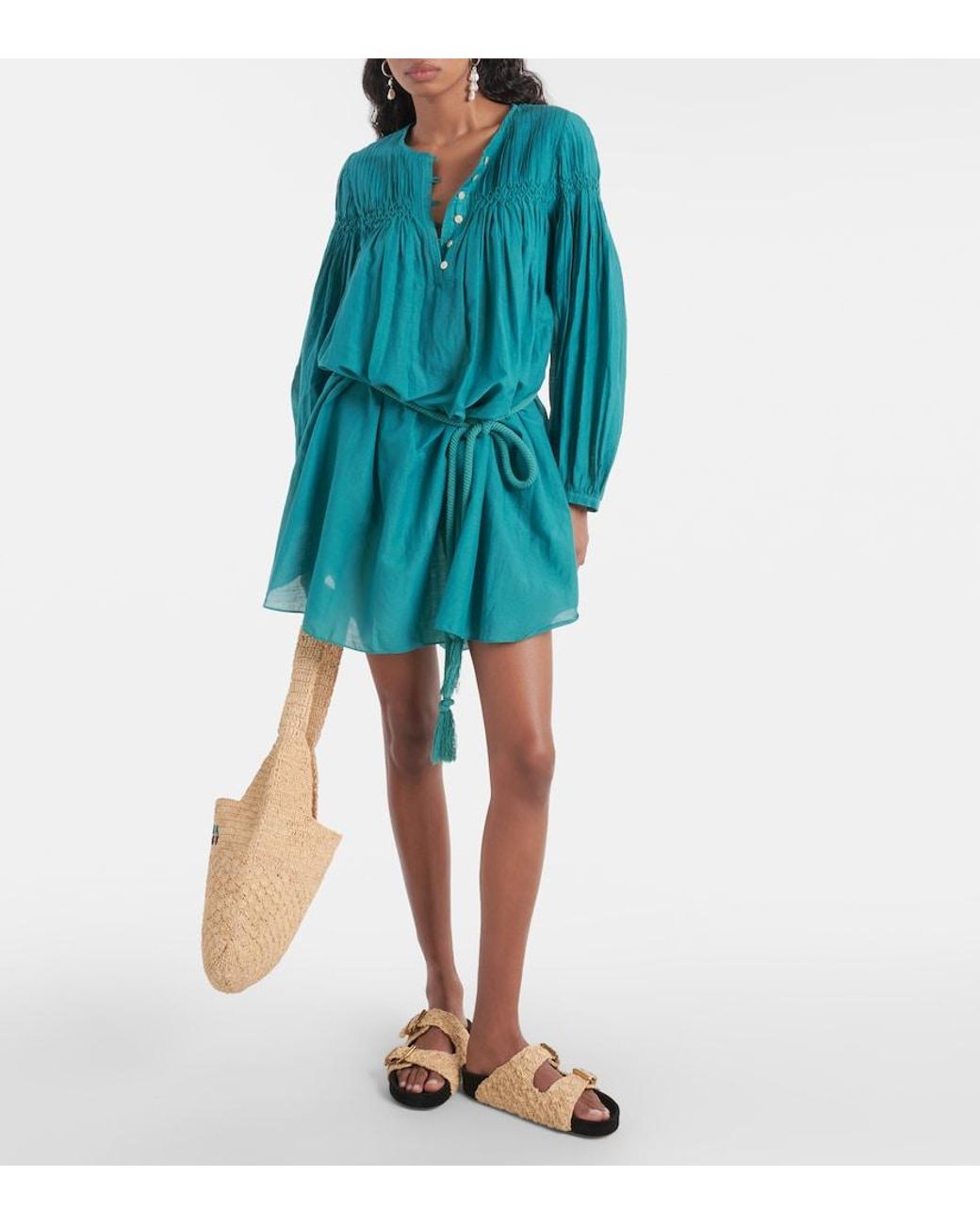 Isabel Marant Blue Adeliani Cotton-Blend Minidress