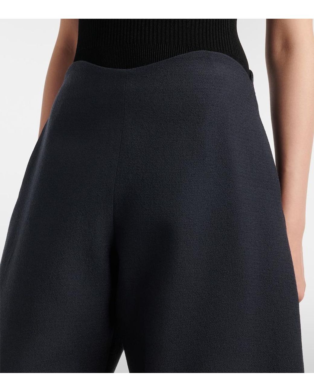 Alaïa Blue Wool Crepe Barrel-Leg Pants