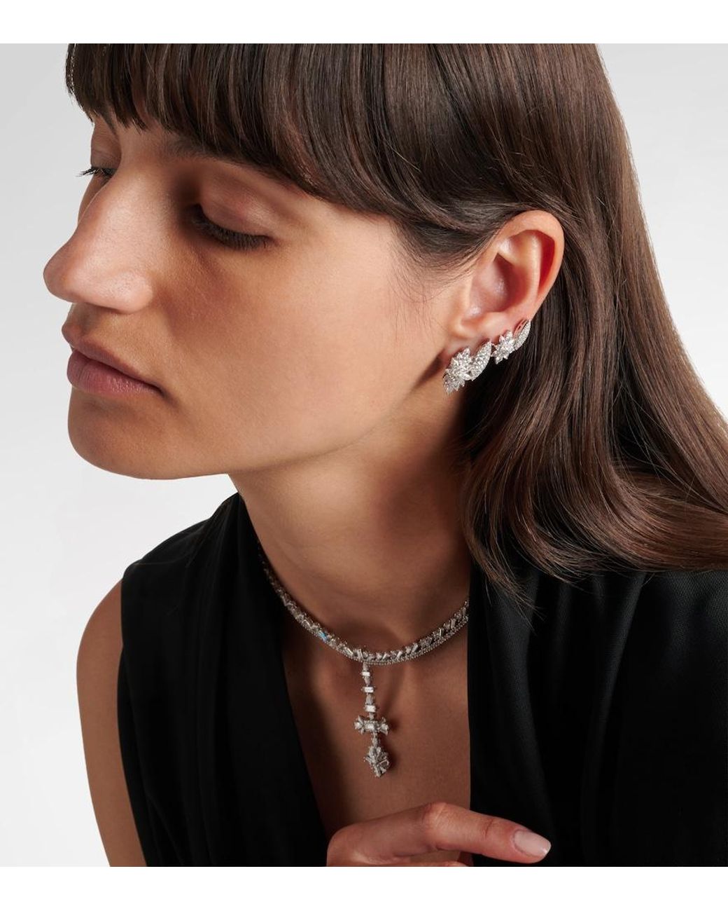 YEPREM Metallic Y-Couture 18Kt Earrings With Diamonds