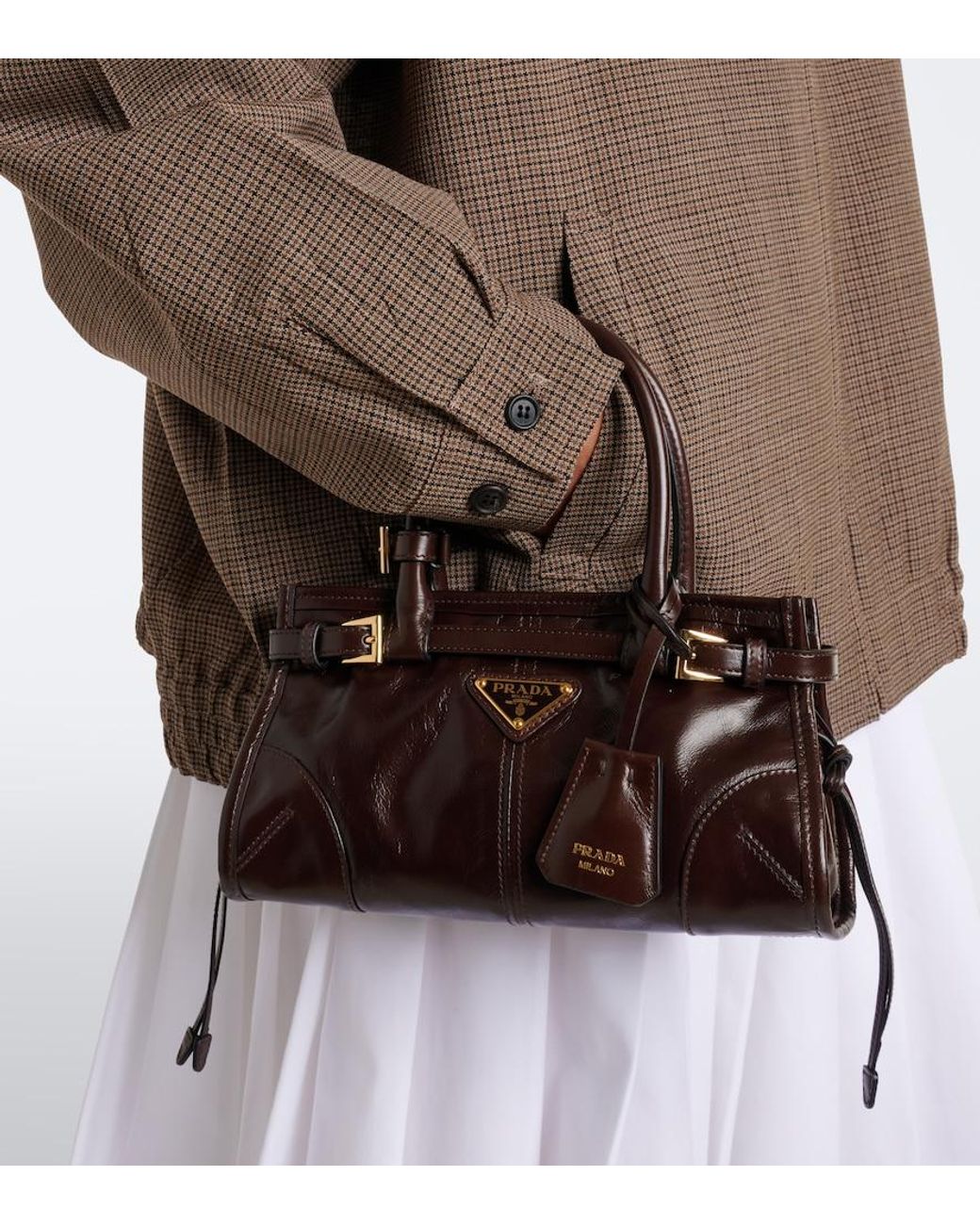 Prada Black Bonnie Mini Leather Top-Handle Bag