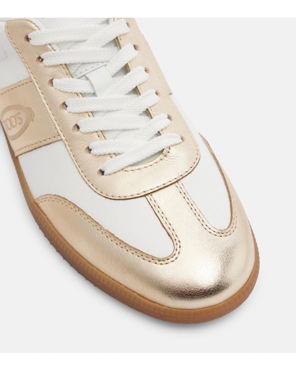 Tod's White Metallic Leather Sneakers